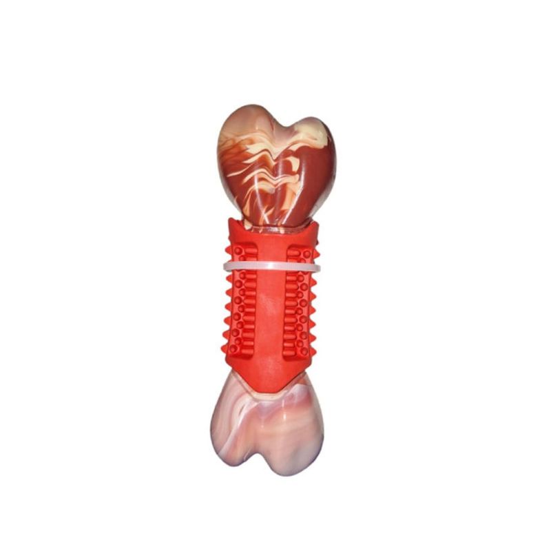 GENERICO - Hueso Juguete de Nylon con caucho para perros 19cm
