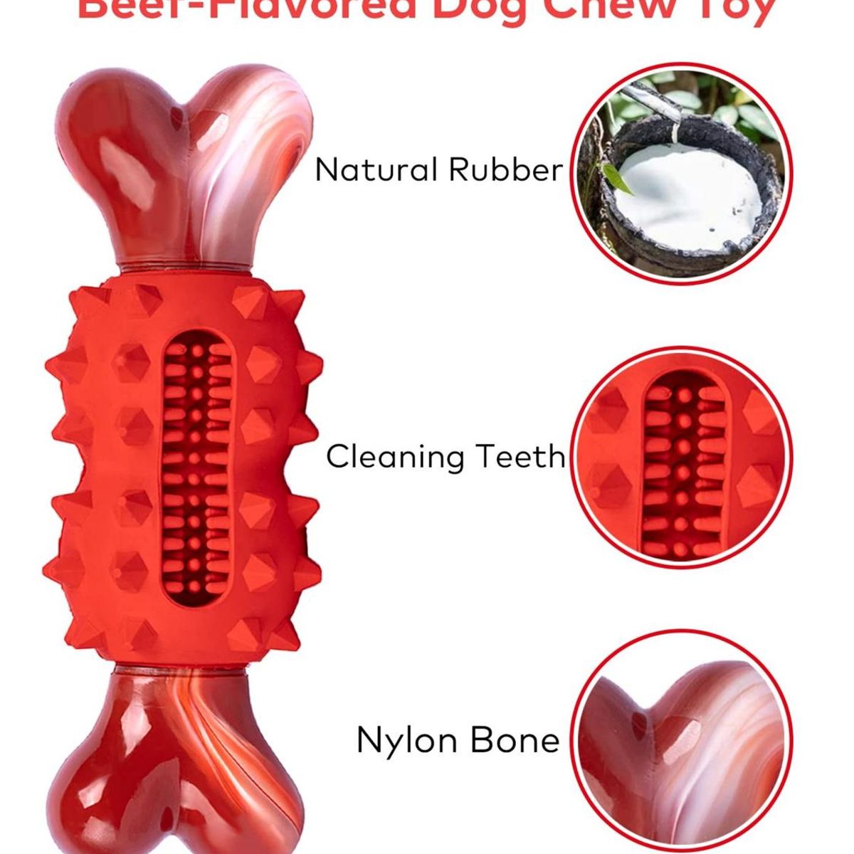 GENERICO - Hueso Juguete de Nylon con caucho para perros 19cm