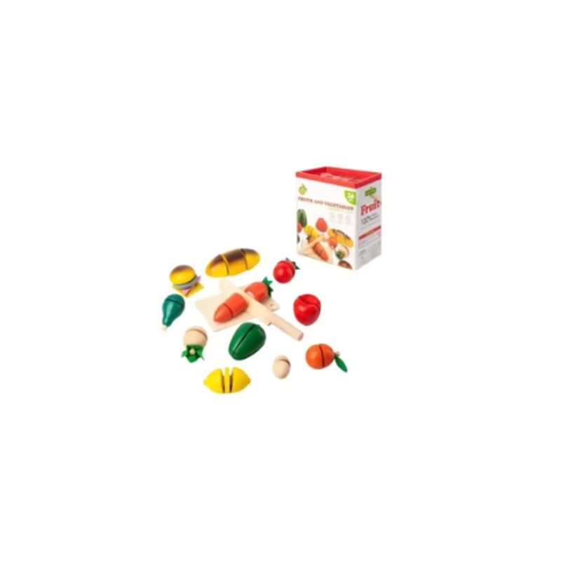GENERICO - Caja con Frutas y Verduras de Madera Juguete Montessori