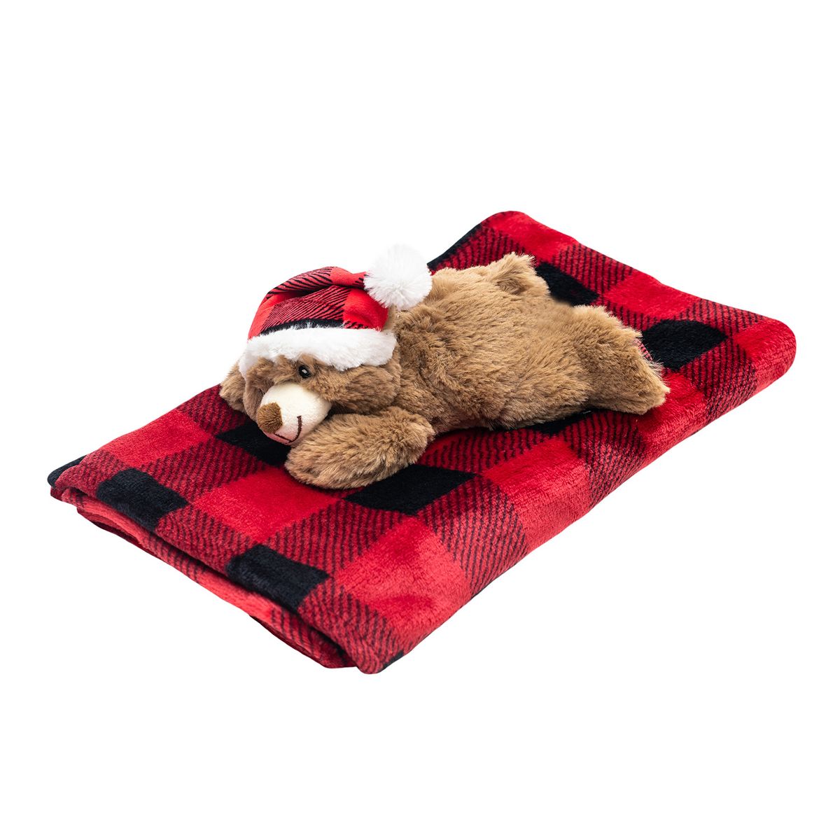 BAMBINO - Frazada Y Peluche Set 2 Piezas Bambino Navidad Oso Café