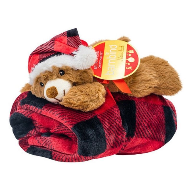 BAMBINO - Frazada Y Peluche Set 2 Piezas Bambino Navidad Oso Café