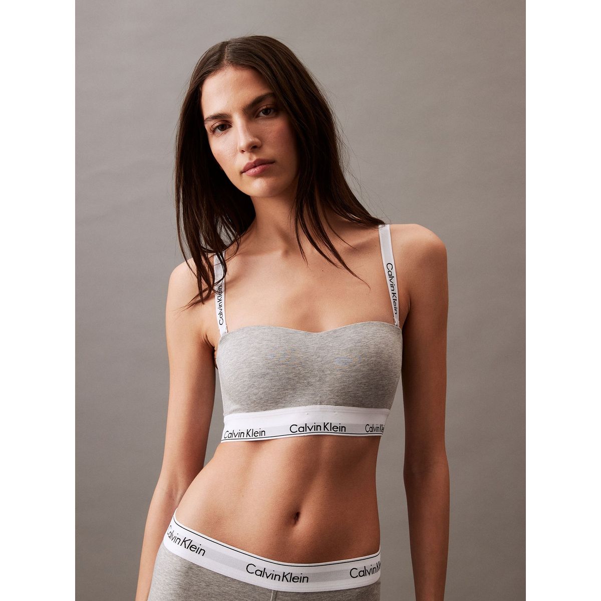 CALVIN KLEIN - Bralette Strapless Modern Cotton Gris Calvin Klein