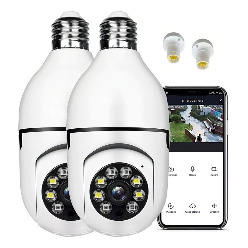 GENERICO - Ampolleta Con Cámara 2 Unidad Seguridad Panorámica Wifi 360