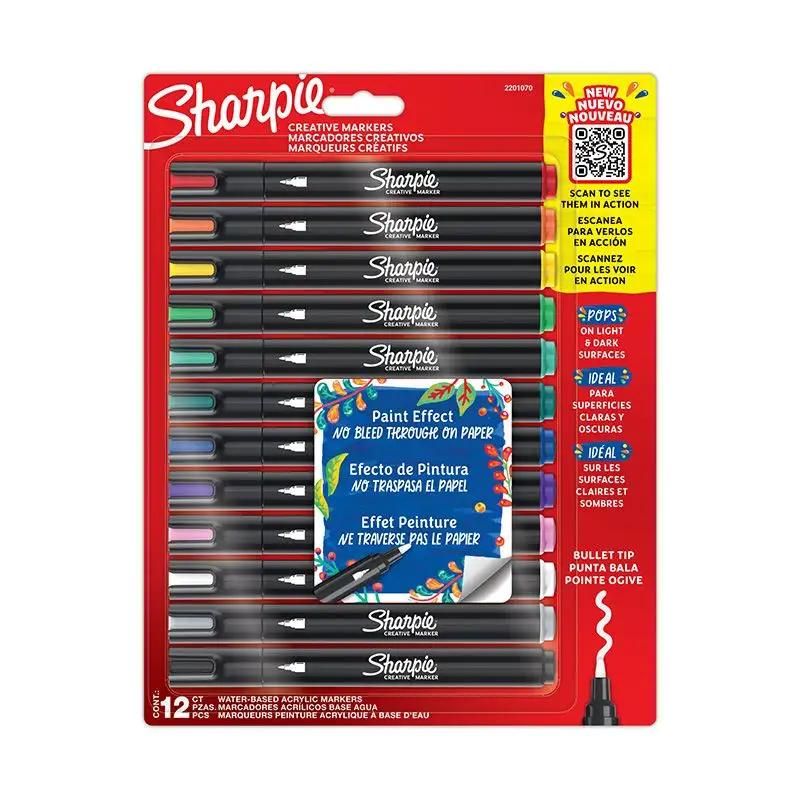 SHARPIE - Set 12 Marcadores Creativos Sharpie Acrylic Punta Bala
