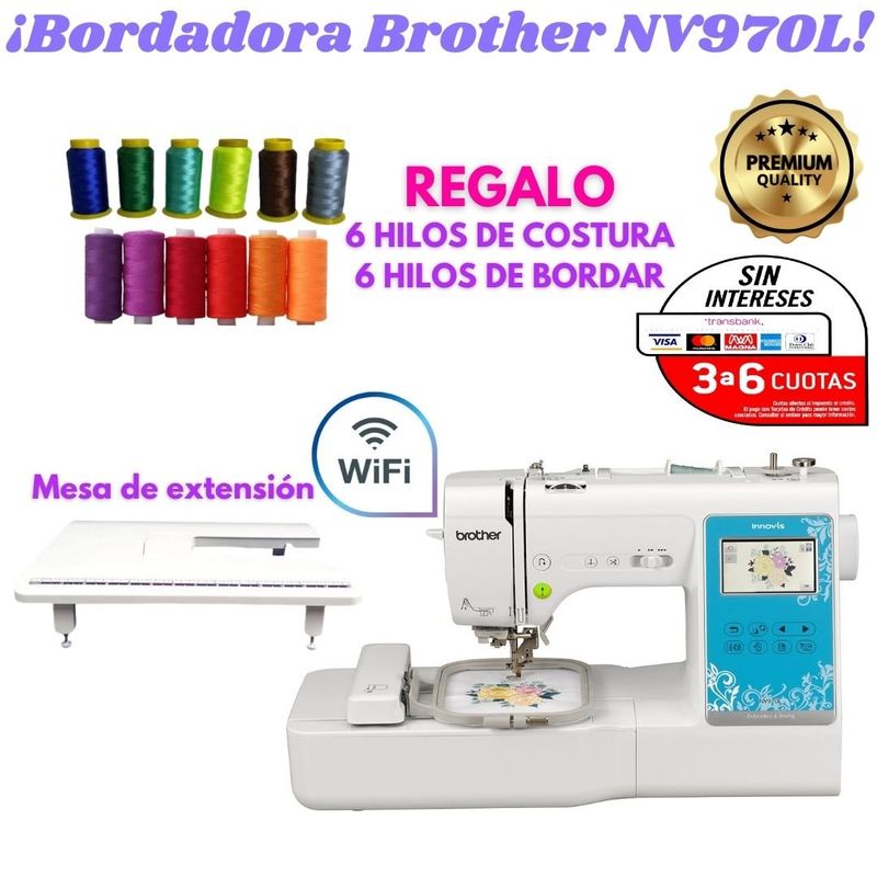 BROTHER - Máquina de coser Brother NV970L Mesa de extensión + 12 hilos regalo