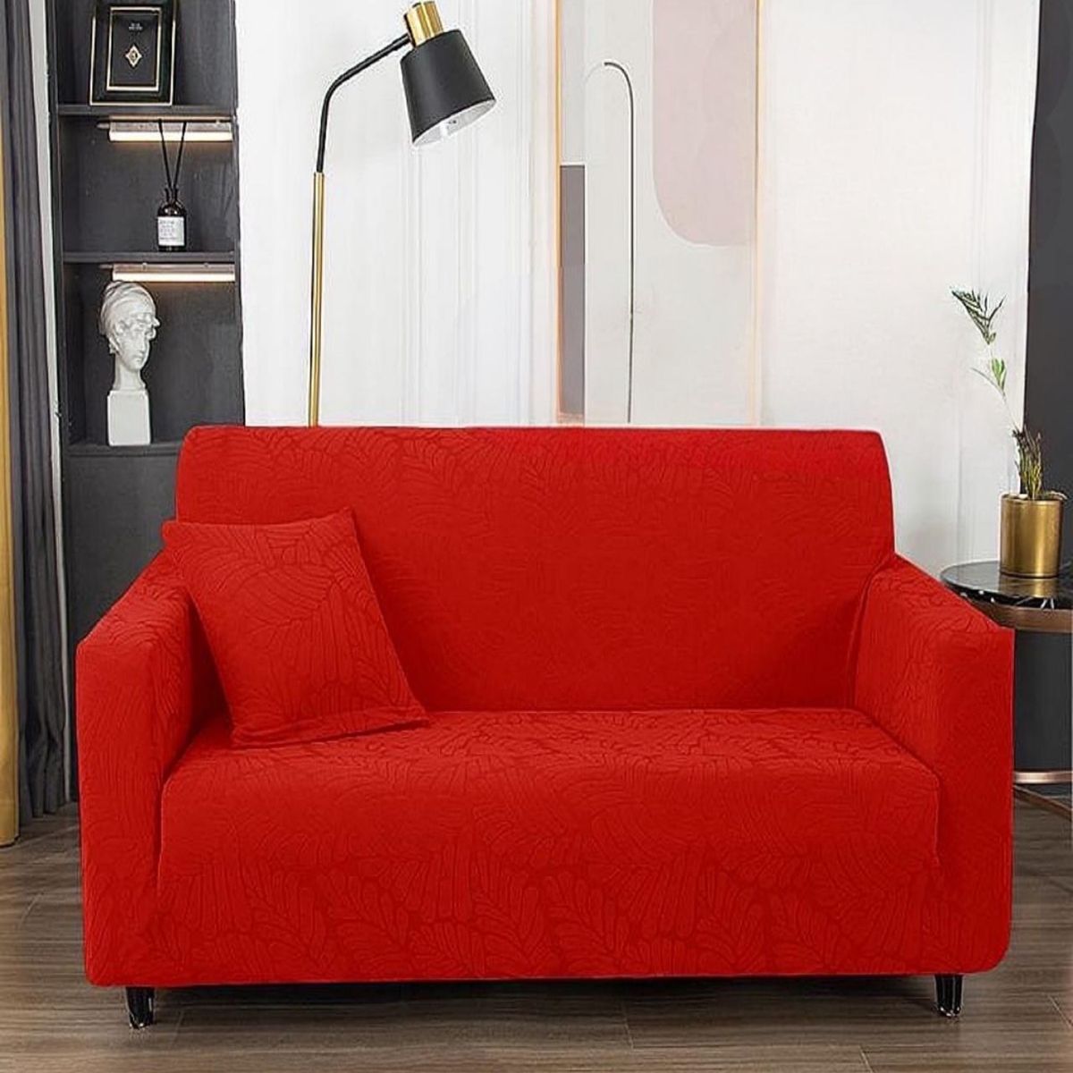 GENERICO - Funda Sofá 3 Cuerpos Texturizada Ajustable rojo