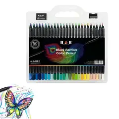 GENERICO - Lápices Soft Profesionales Set 50 Colores Black Edition