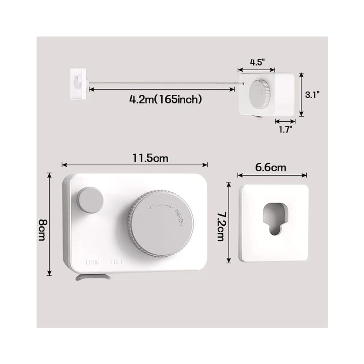 GENERICO - Tendedero Retráctil Ropa Colgador Anticaída Acero Inoxidable