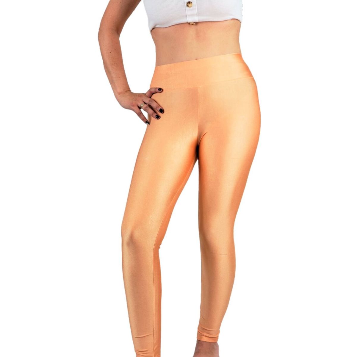 GENERICO - Pack 2 Calza Lycra Brillante Dupont Mujer Tiro Alto Deportivo 548