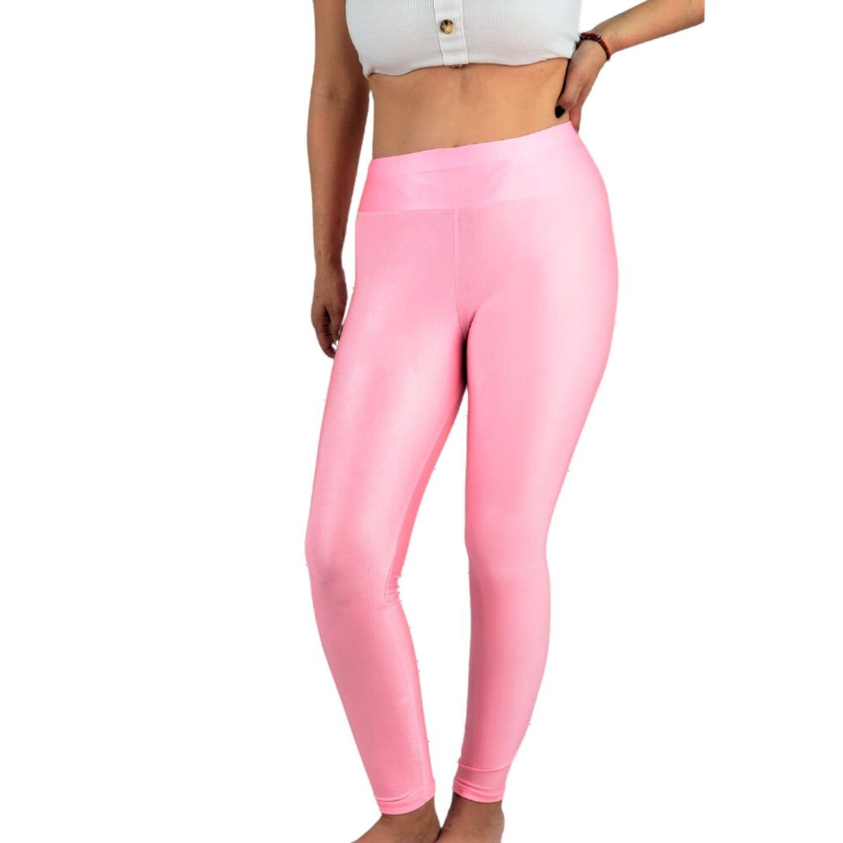 LIKE SHOP - Pack 2 Calza Lycra Brillante Dupont Mujer Tiro Alto Deportivo 548