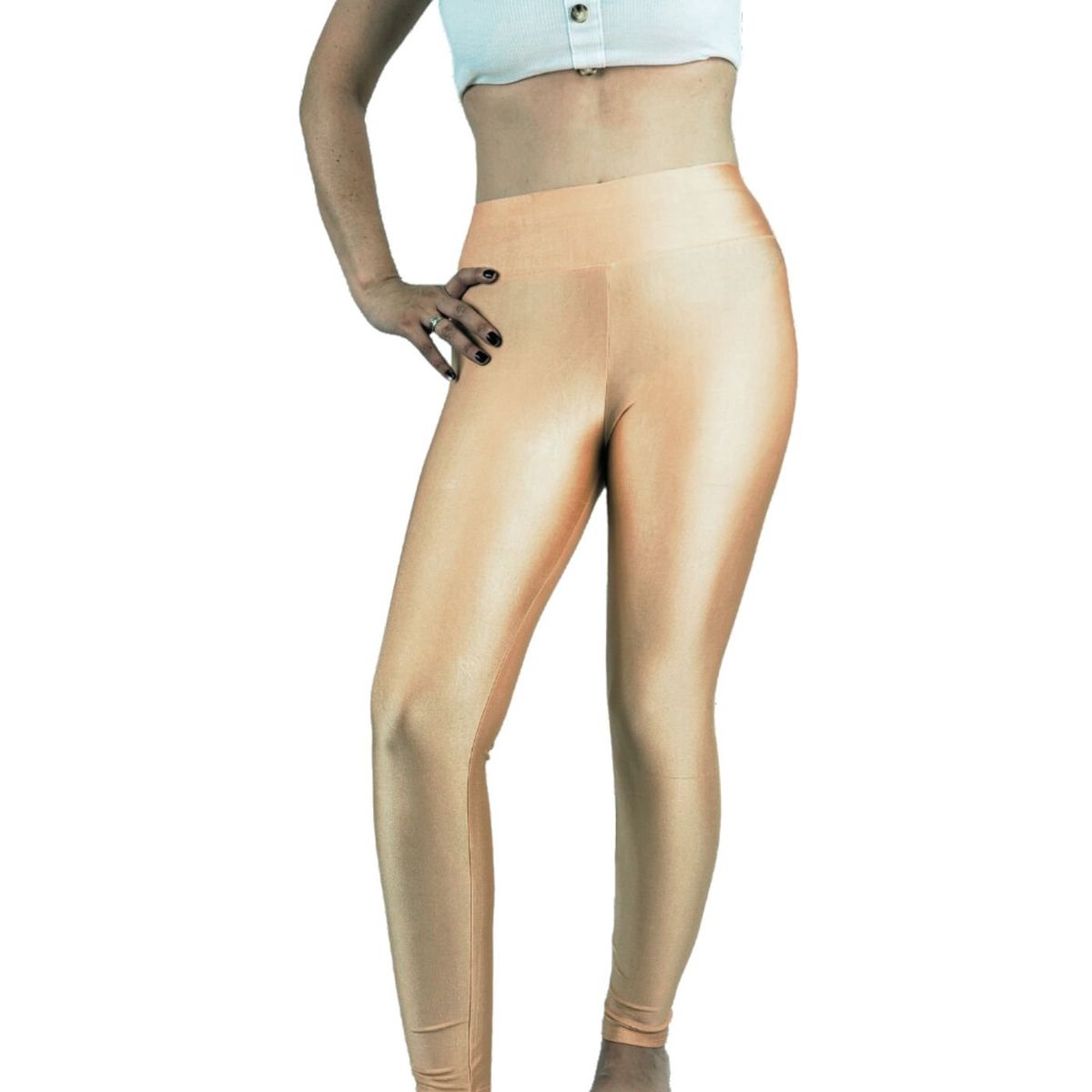 LIKE SHOP - Pack 2 Calza Lycra Brillante Dupont Mujer Tiro Alto Deportivo 548