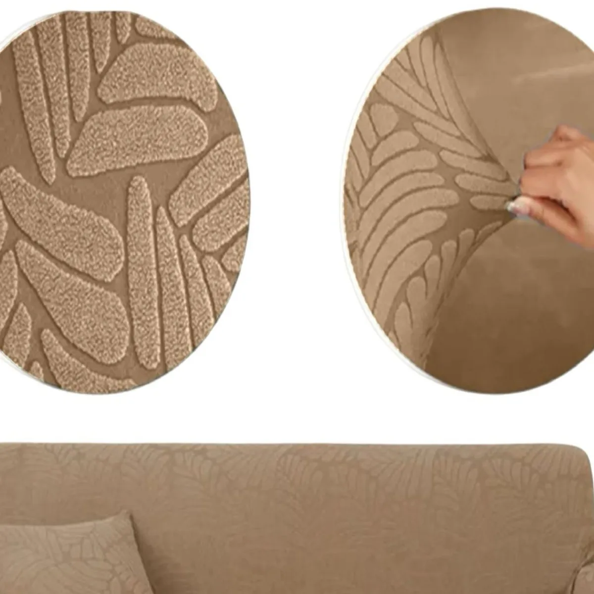 GENERICO - Funda Sofá 3 Cuerpos Texturizada Ajustable café claro