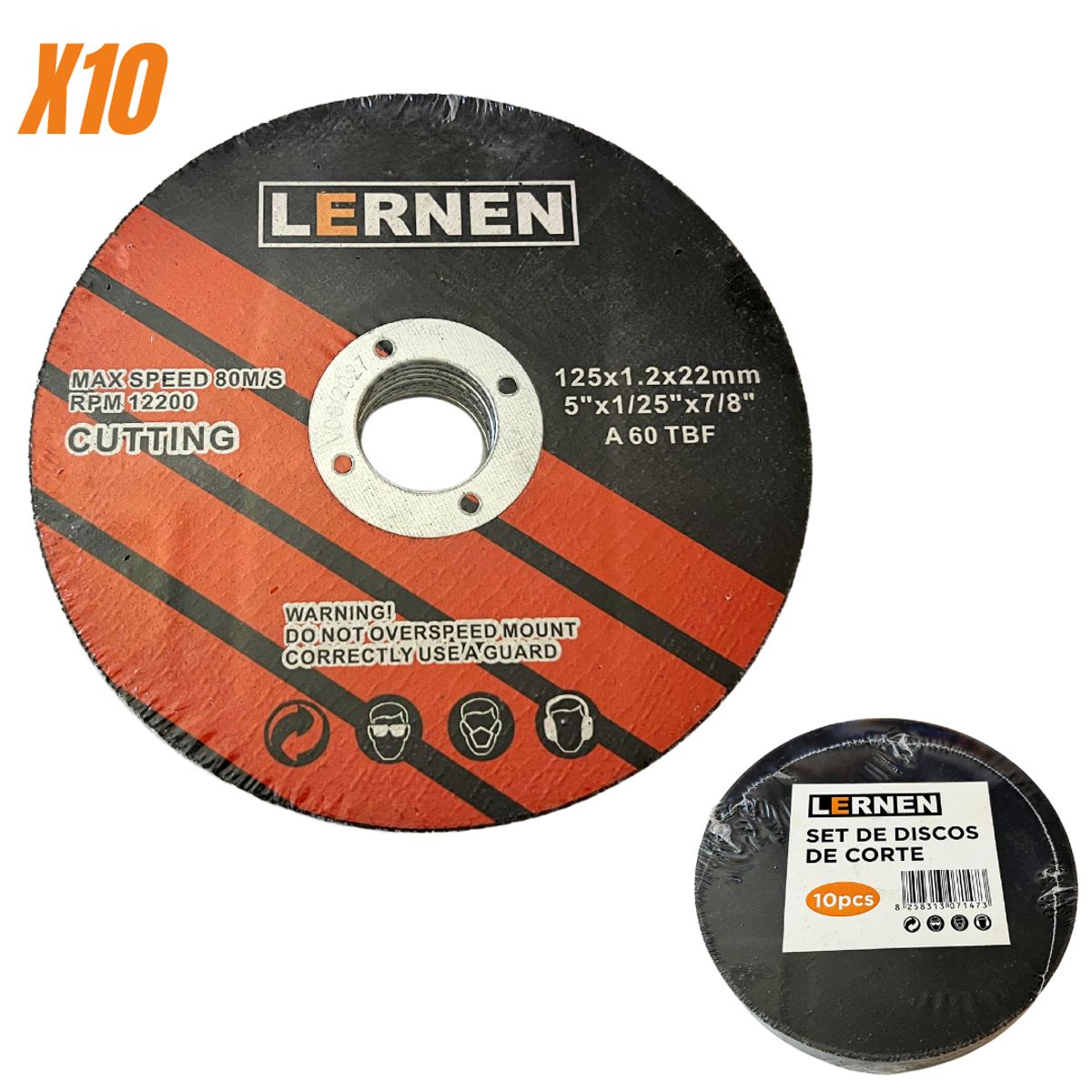 LERNEN - Discos de Corte para Metal X10 - 125×12x22mm