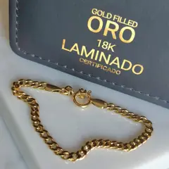 GENERICO - Pulsera ORO LAMINADO 18K Tejido GRUMET Con BROCHE TIMÓN