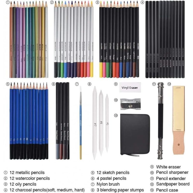 GENERICO - Kit Para Dibujo 72 Piezas Profesional Estuche Set Lápices