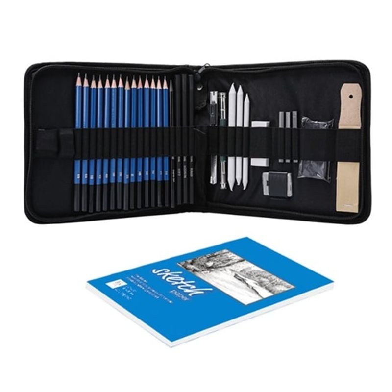 GENERICO - Kit De Dibujo Profesional 32 Piezas Estuche Set Lápices