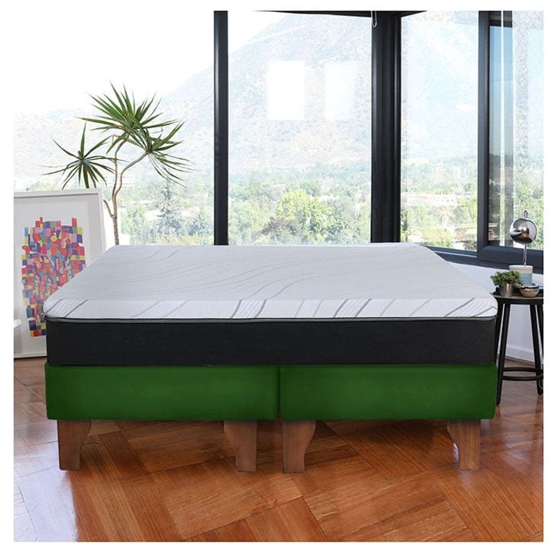 LATAM HOME - Cama Europea 2 Plazas Zen Pro 150x200 Cm Tela Verde