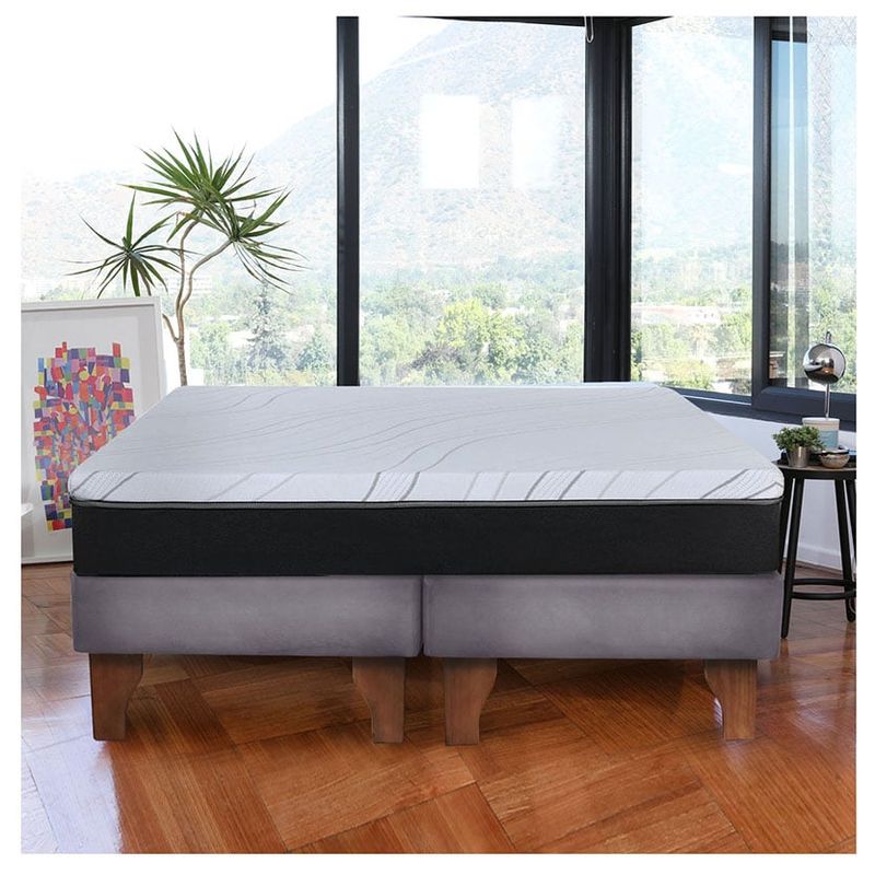 LATAM HOME - Cama Europea 2 Plazas Zen Pro 150x200 Cm Tela Gris