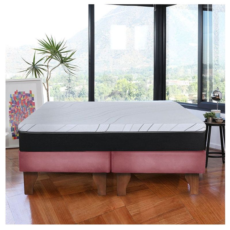 LATAM HOME - Cama Europea 2 Plazas Zen Pro 150x200 Cm Tela Palo Rosa