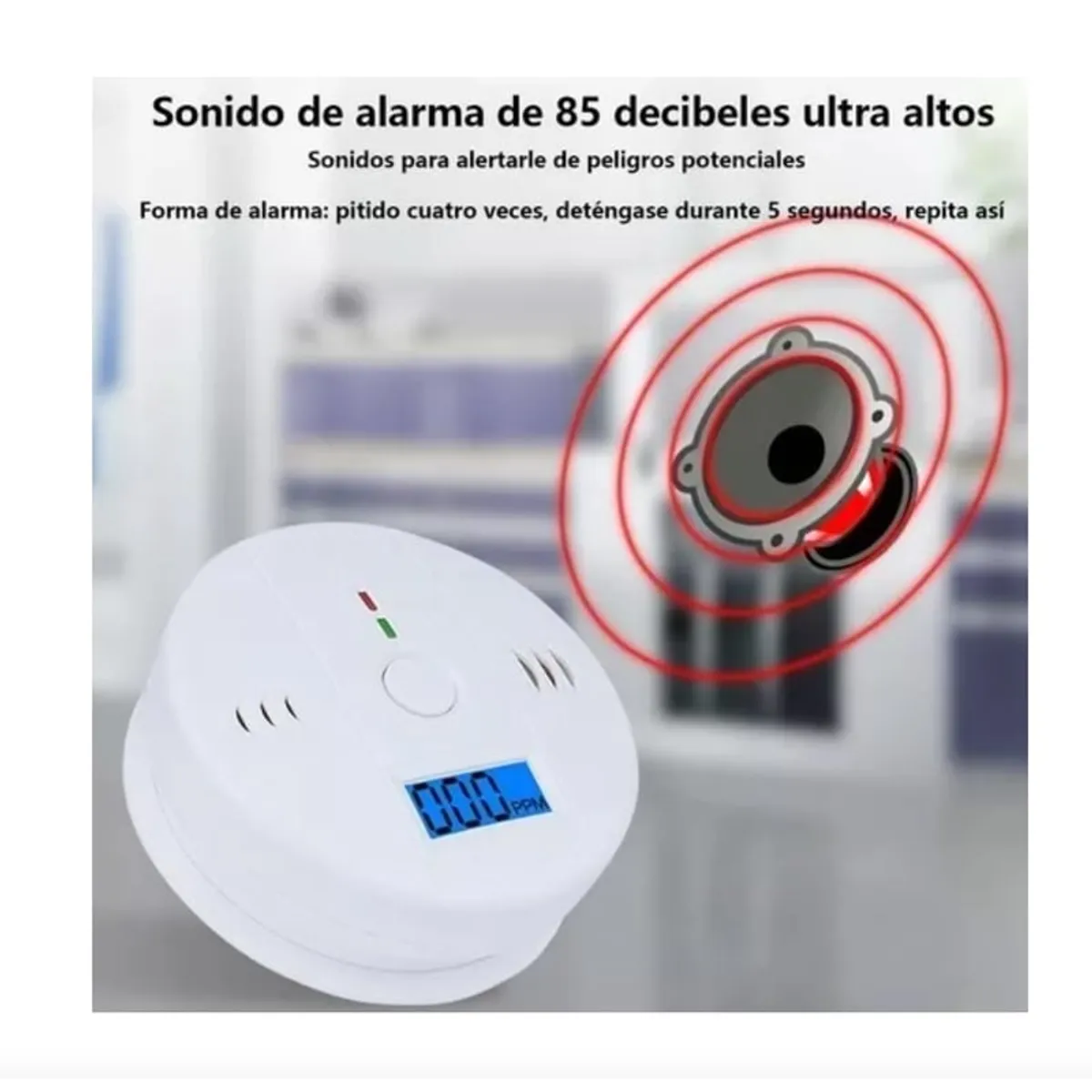 GENERICO - Detector De Gas Natural Humo Y Monoxido De Carbono Alarma