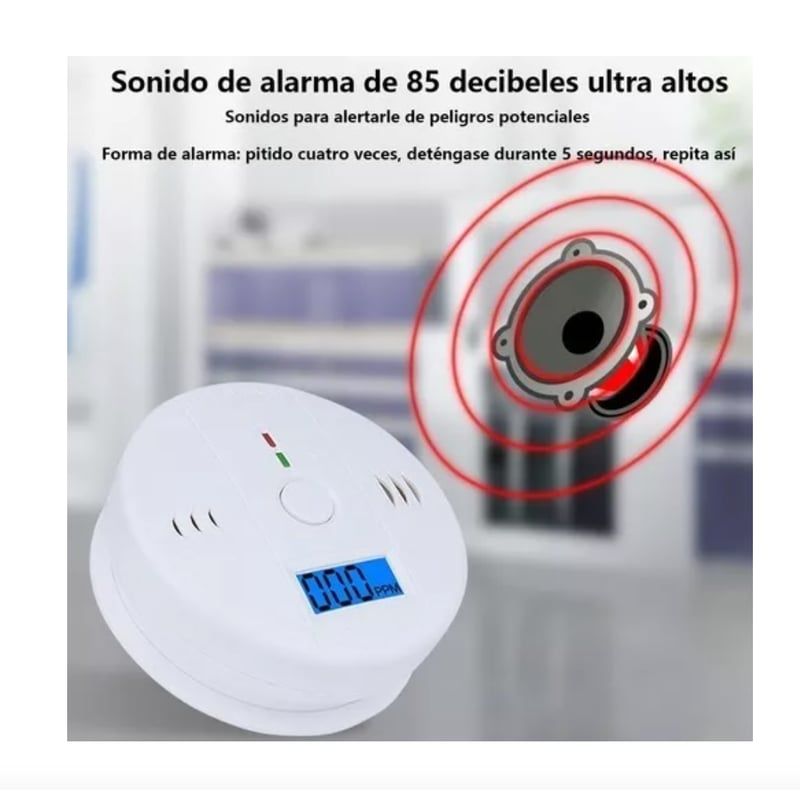 GENERICO - Detector De Gas Natural Humo Y Monoxido De Carbono Alarma