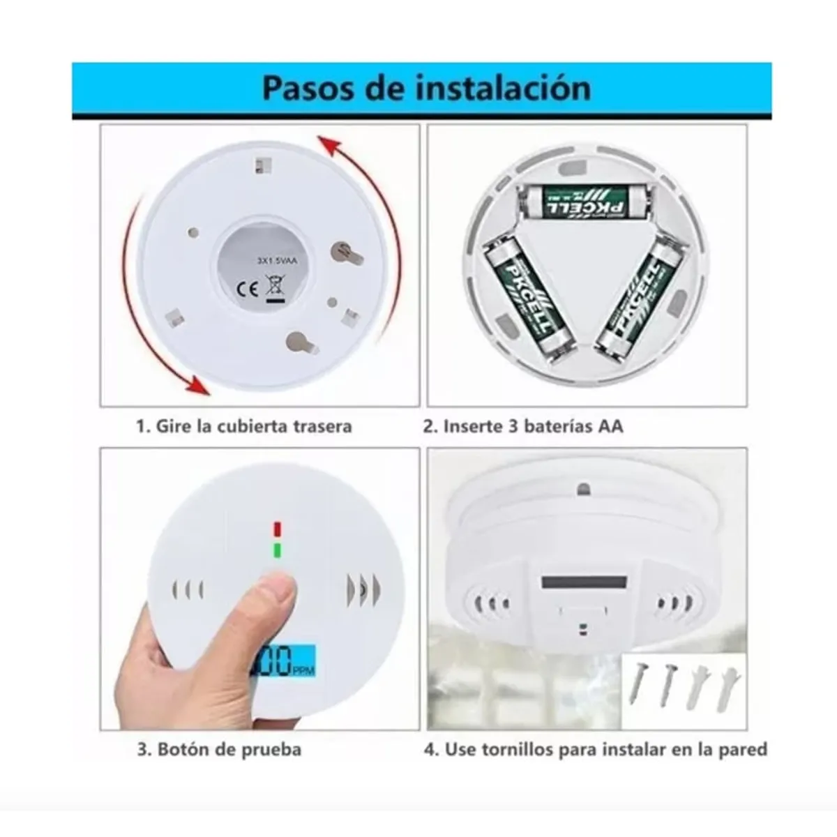 GENERICO - Detector De Gas Natural Humo Y Monoxido De Carbono Alarma