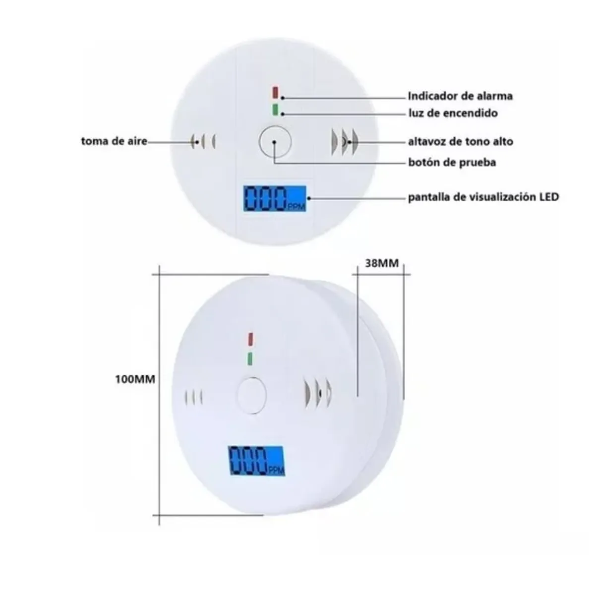 GENERICO - Detector De Gas Natural Humo Y Monoxido De Carbono Alarma