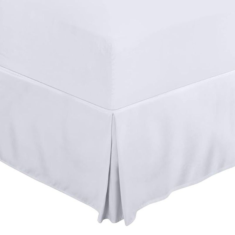 AZ AURAZEUS - Faldon Cama 1,5 Plazas Blanco Liso Elasticados Premium Aura Zeus