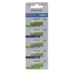 PHILCO - Pilas Recargables AAA Precargadas 1200 Mah 1.2V 5 Unidades