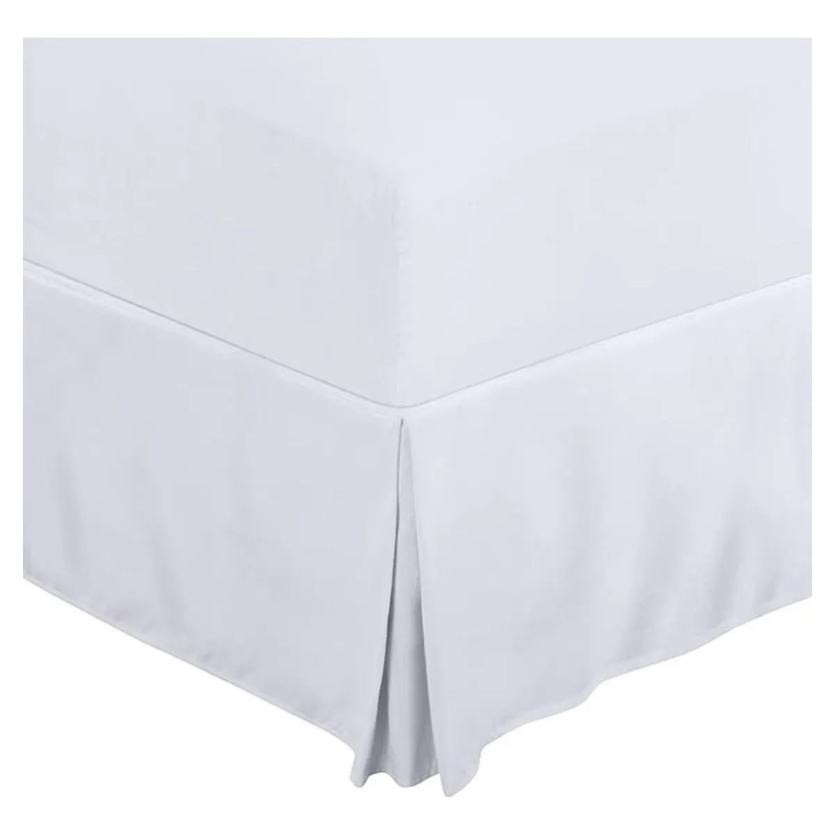 AZ AURAZEUS - Faldon Cama King Blanco Liso Elasticados Premium Aura Zeus