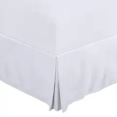 AZ AURAZEUS - Faldon Cama 2 Plazas Blanco Liso Elasticados Premium Aura Zeus