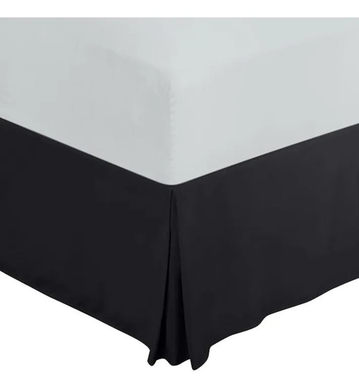 Faldon Cama King Negro Liso Elasticados Premium