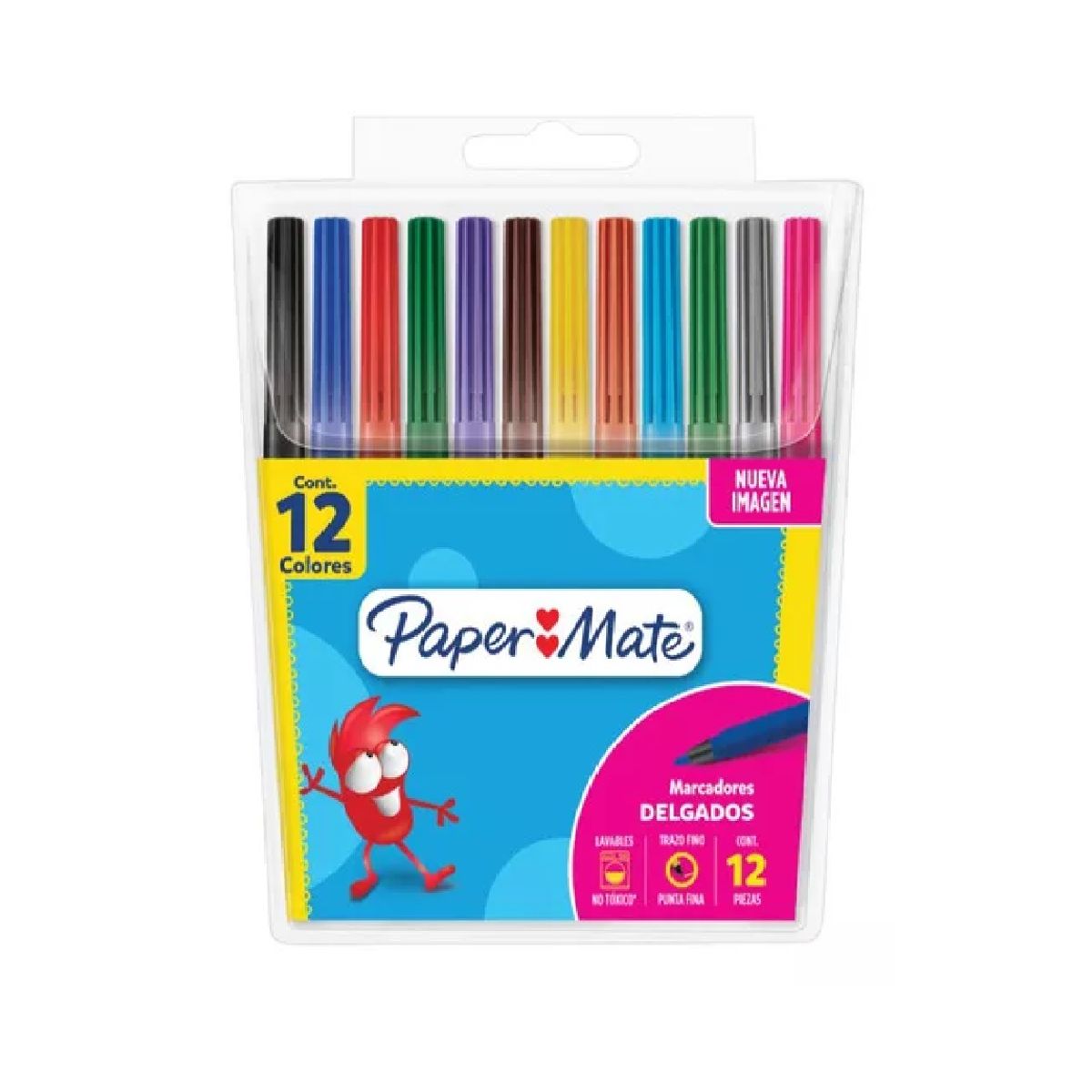 PAPER MATE - Marcadores Lavables Papermate Estuche X12 Colores Multicolor