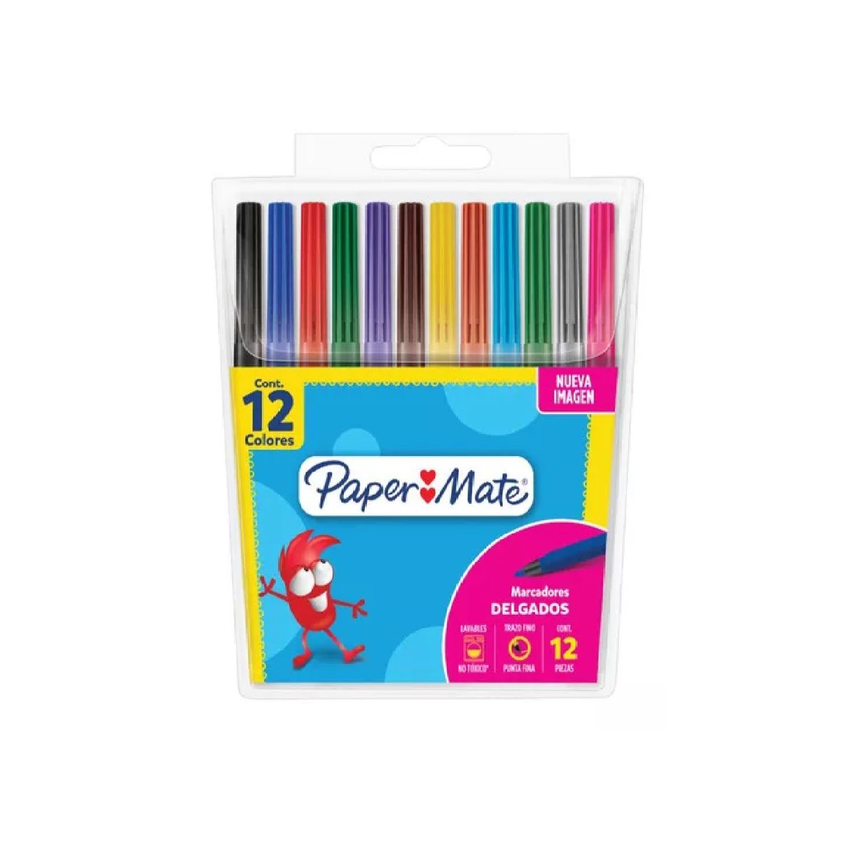 PAPER MATE - Marcadores Lavables Papermate Estuche X12 Colores Multicolor
