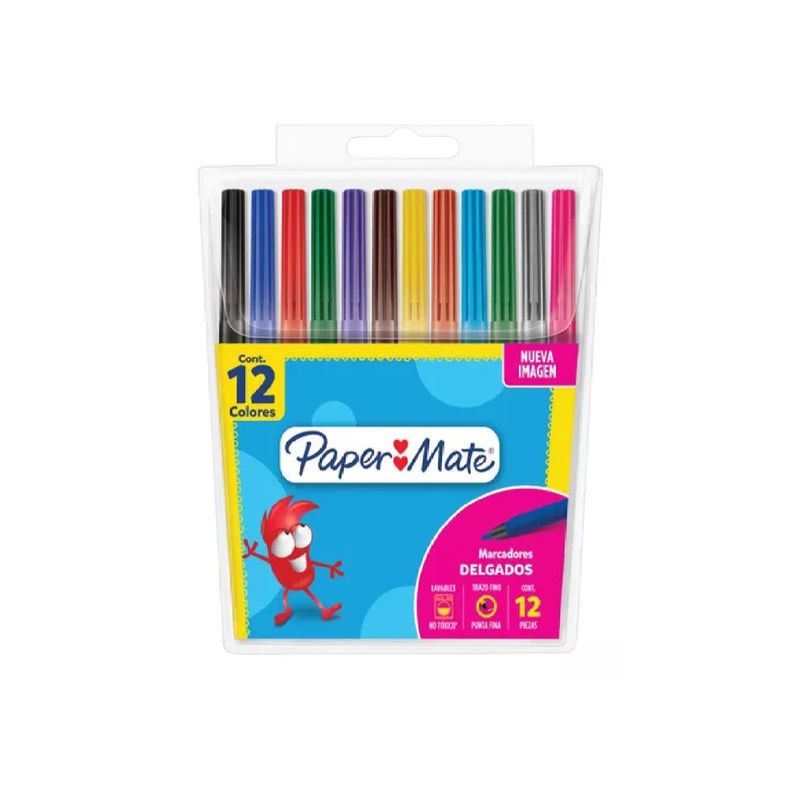 PAPER MATE - Marcadores Lavables Papermate Estuche X12 Colores Multicolor