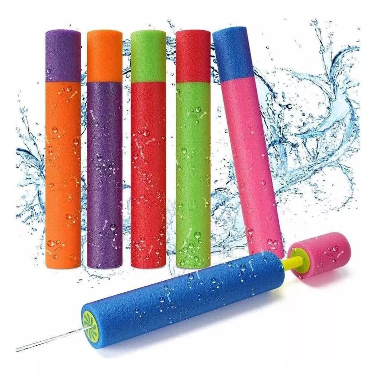 GENERICO - Set 6 Pistolas Lanza Agua Esponja Piscina Verano Juego 25cm