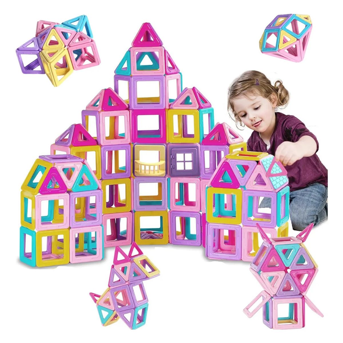 GENERICO - 58 Piece Bloques Magnéticos Construcción Juguetes Niños Imán