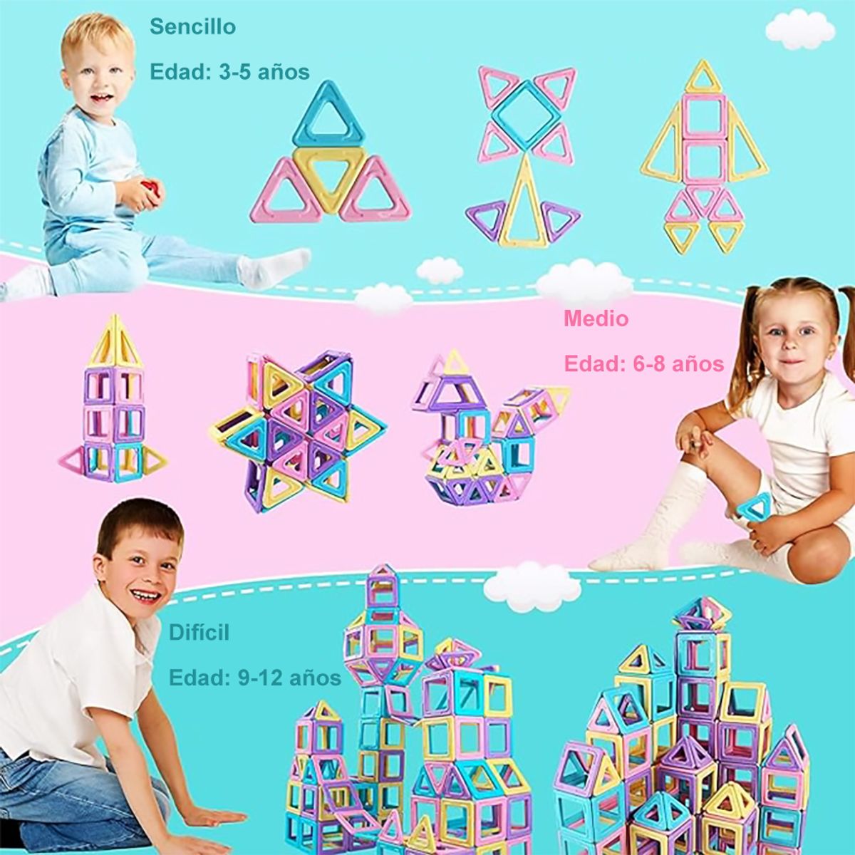 GENERICO - 58 Piece Bloques Magnéticos Construcción Juguetes Niños Imán