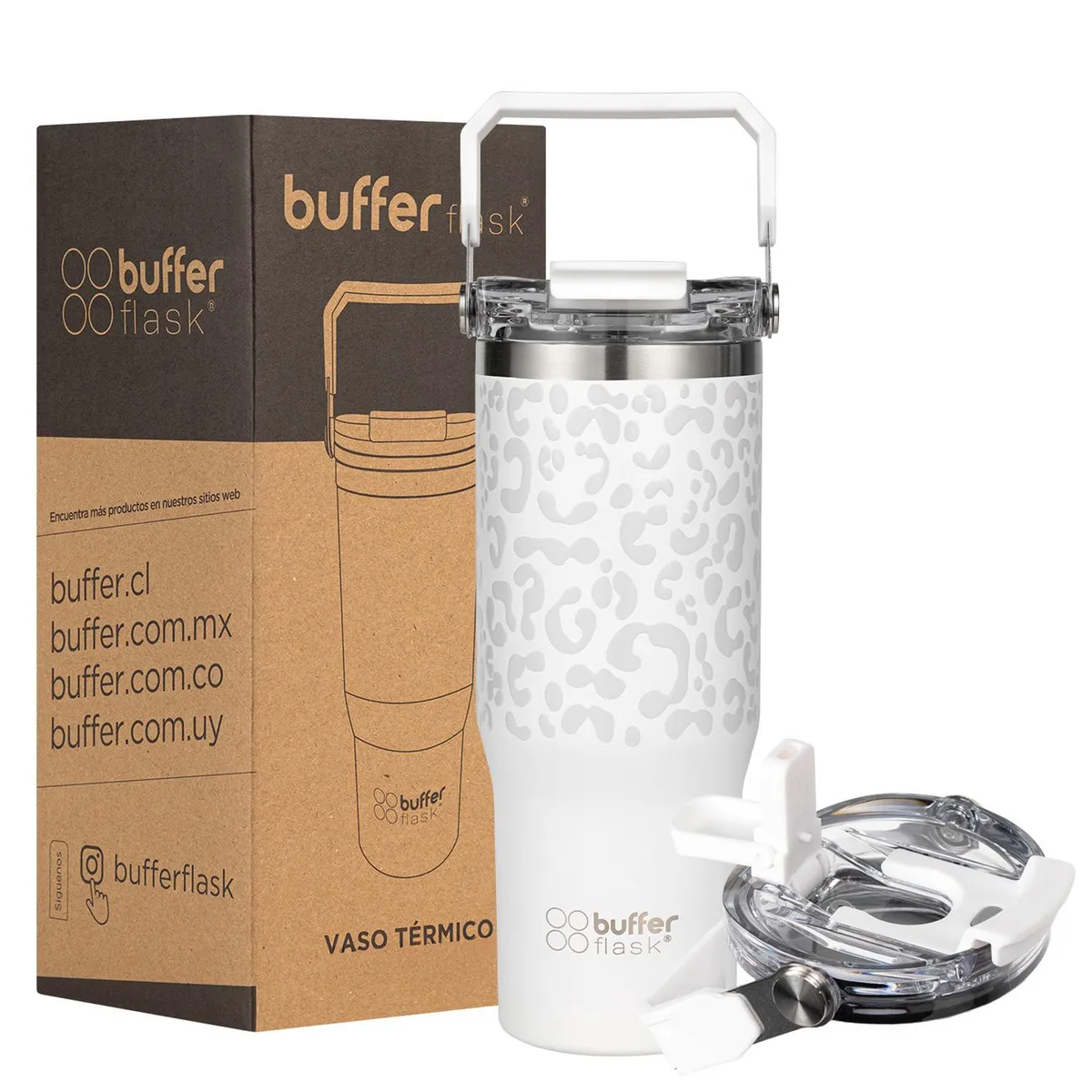 BUFFER FLASK - Vaso Tumbler Termico Botella Agua Buffer Inox 830 ml - Crema