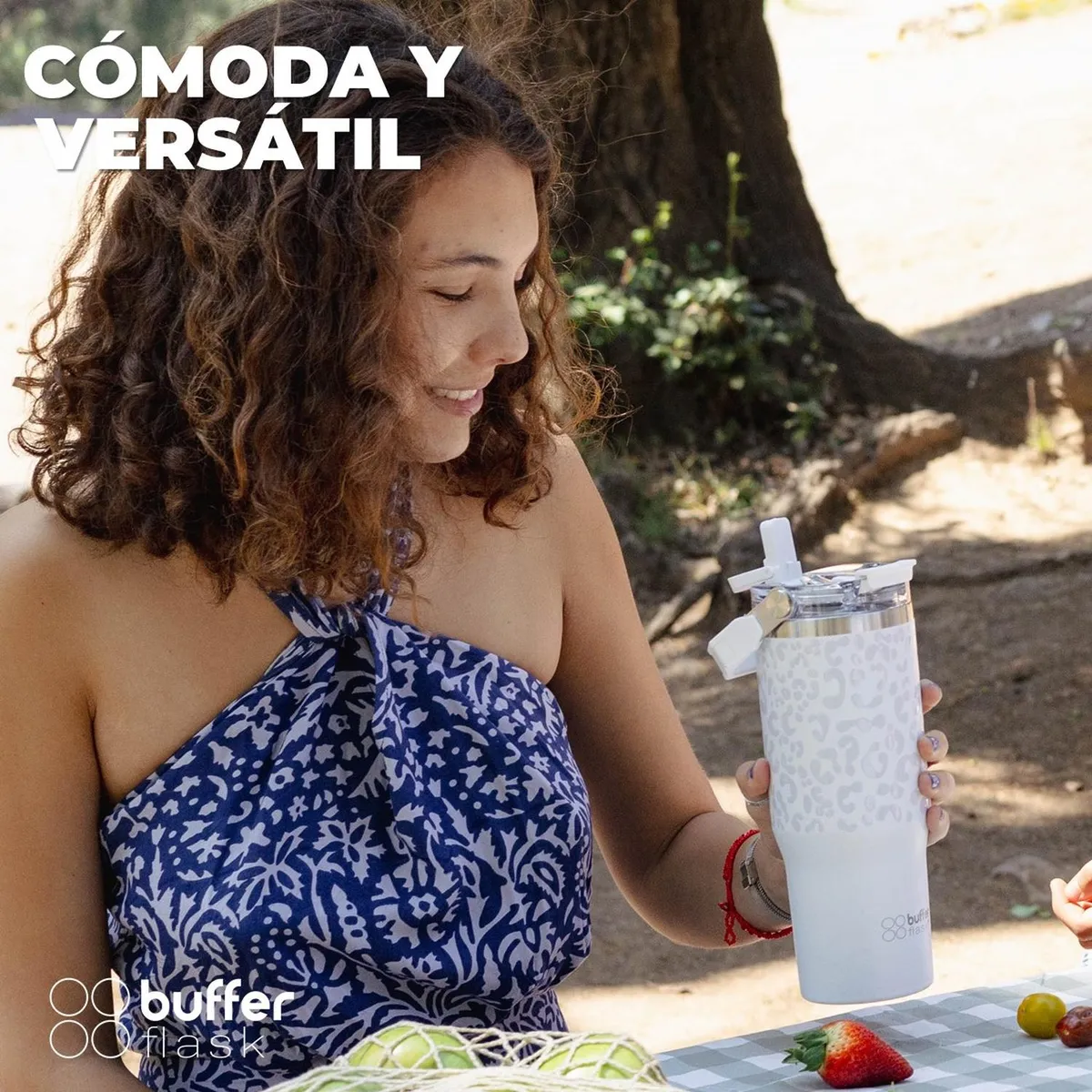 BUFFER FLASK - Vaso Tumbler Termico Botella Agua Buffer Inox 830 ml - Crema