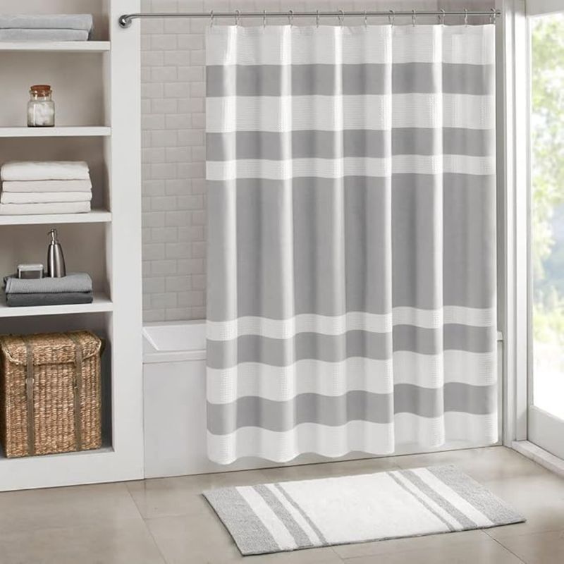 AZ AURAZEUS - Cortina De Baño Diseño Impermeable Tela Bano + 12 Ganchos Aura Zeus