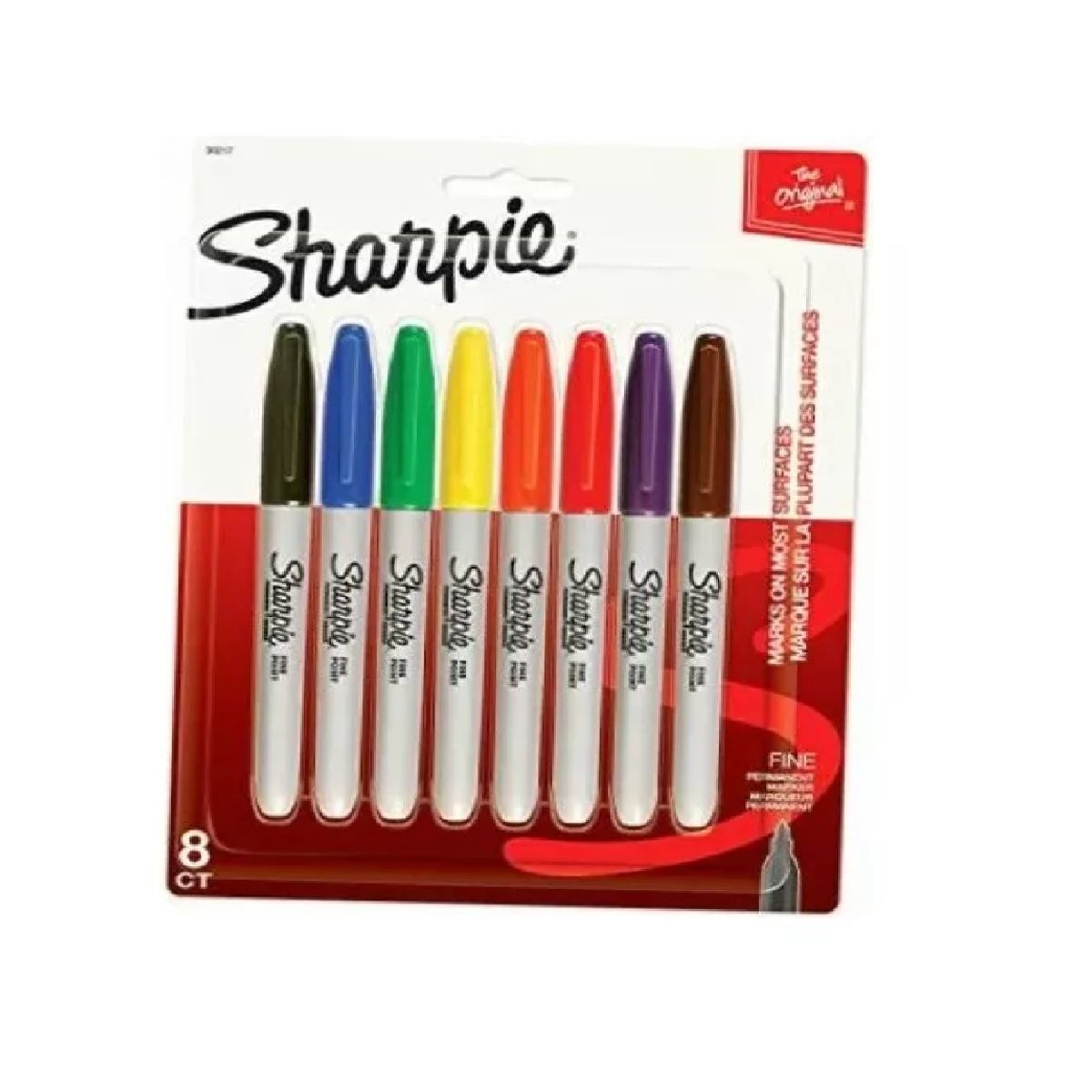 SHARPIE - Marcadores Sharpie 8 Colores Permanente Punta Fina Escolar