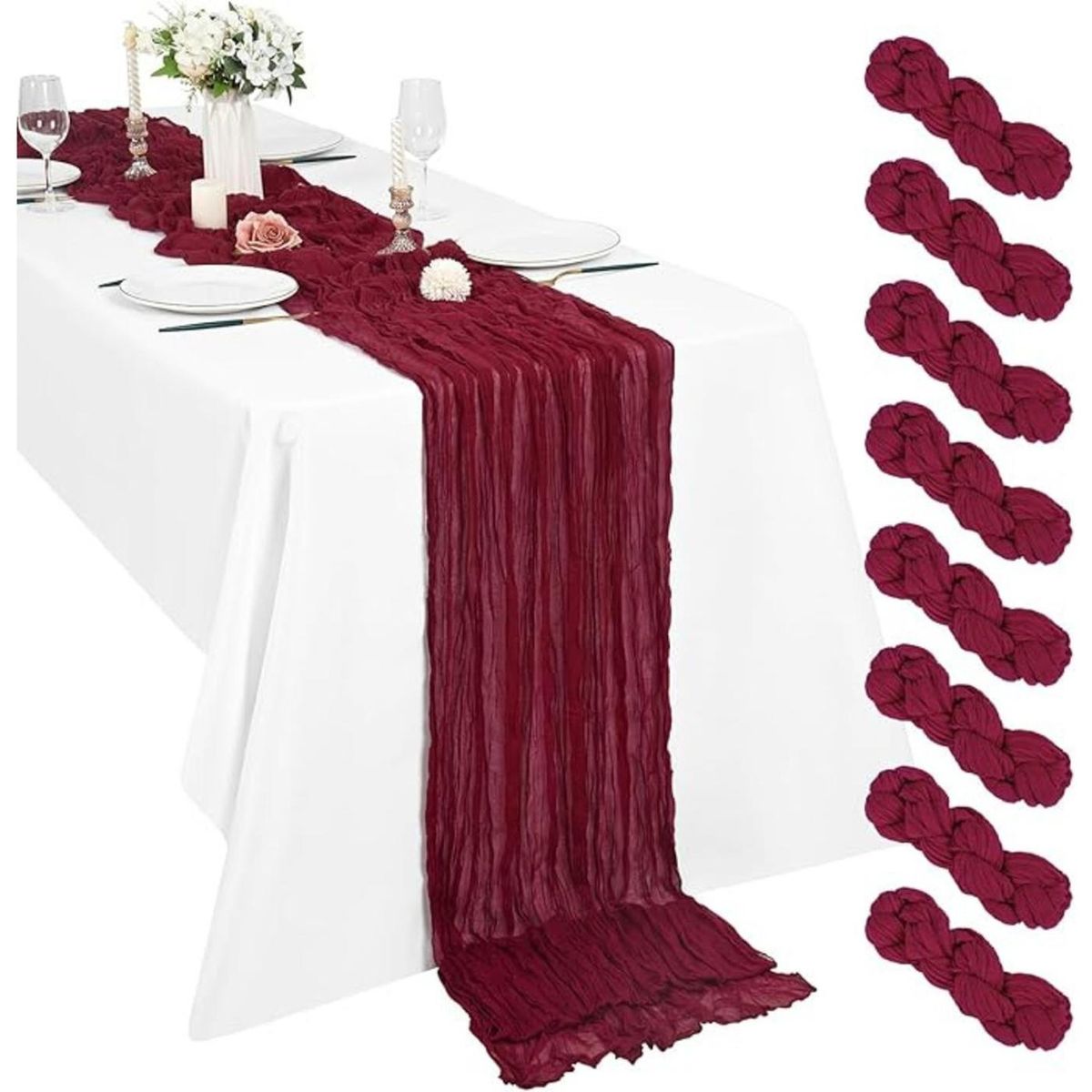 AZ AURAZEUS - Camino De Mesas Gasa Rectangular Mantel De Centro Tela 300 x 90 Cm Az