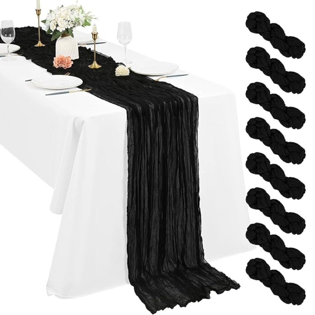 AZ AURAZEUS - Camino De Mesas Gasa Rectangular Mantel Centro Tela 300 x 90 Cm Az