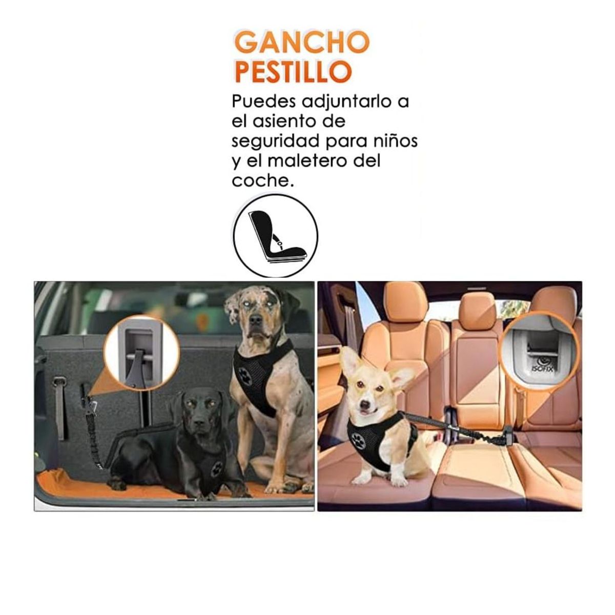 GENERICO - Correa para el Auto reforzado anclaje al apoya cabeza