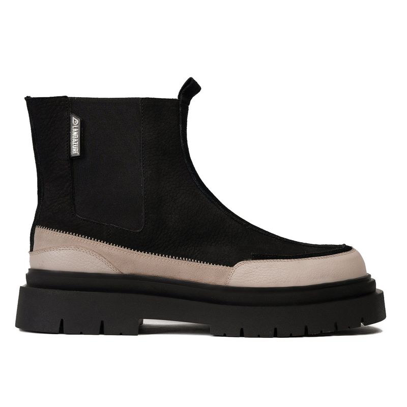 LANDAZURI - Botín Cuero Gaff II Negro Blanco Landazuri