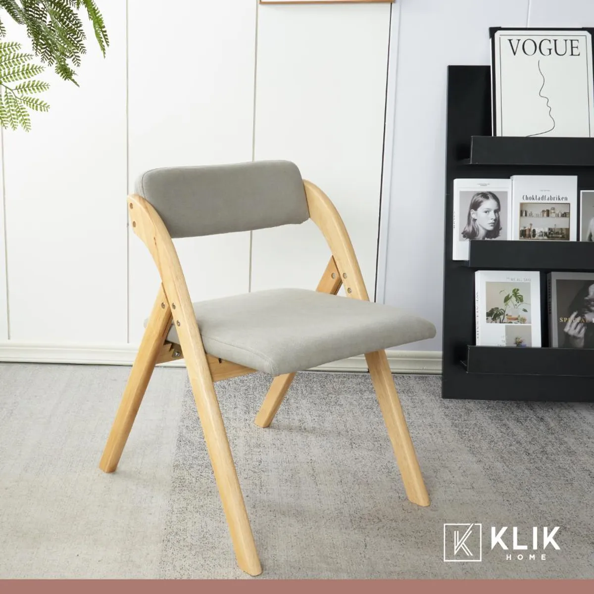 KLIK - Pack de 2 Sillas Betlahem de madera plegable acolchada - Gris