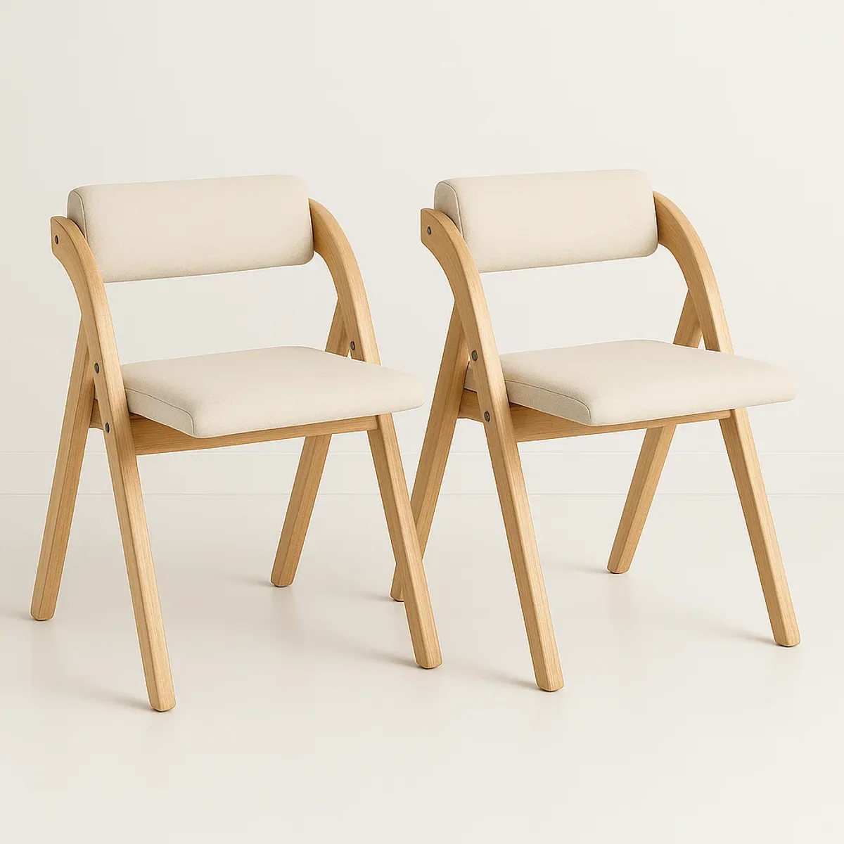 KLIK - Pack de 2 Sillas Betlahem de madera plegable acolchada - Beige