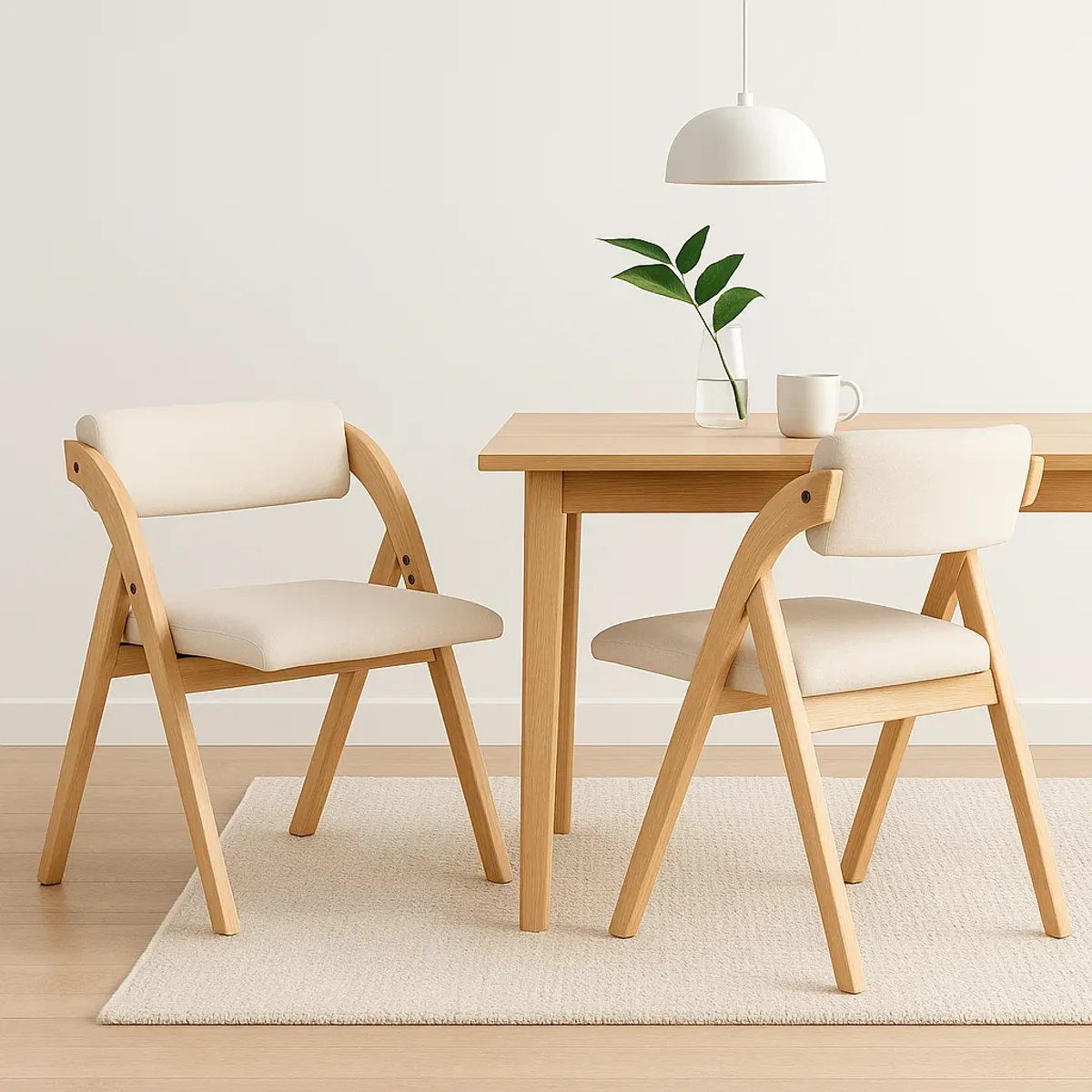 KLIK - Pack de 2 Sillas Betlahem de madera plegable acolchada - Beige