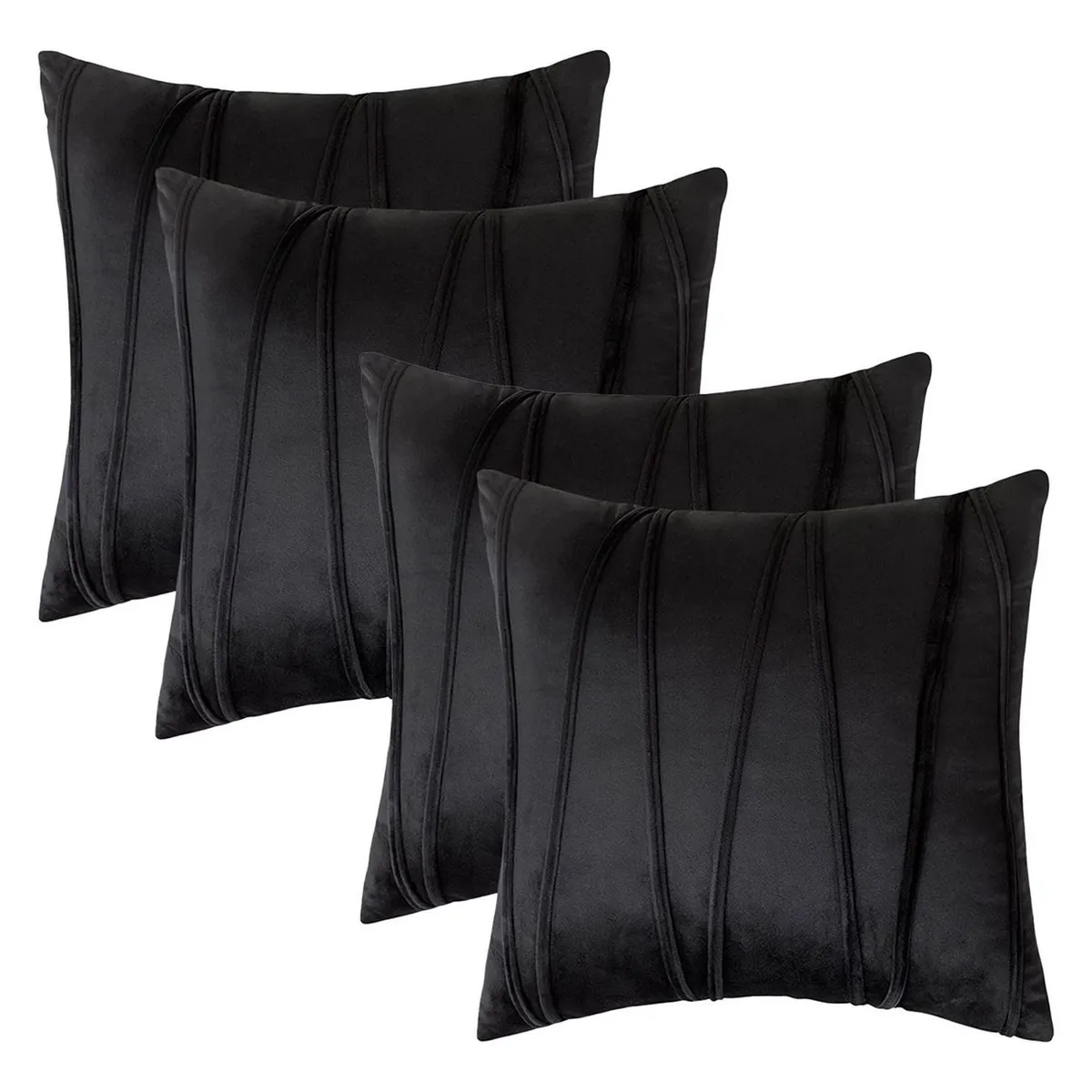 GENERICO - Fundas De Cojin Decorativa 45x45 Lineas Negro PACK 4 U
